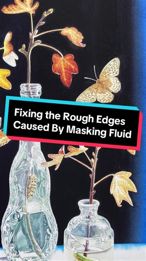 My masking methods are still evolving, with varying results, but the good news is that most problems that arise in a watercolor painting can still be fixed! 😌 #watercolor #artstudio #aquarela #watercolour #wip