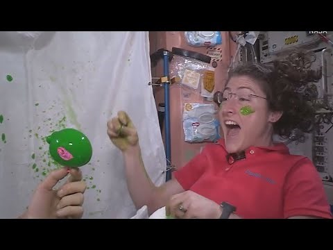 Astronauts on the International Space Station play with Nickelodeon slime - for science