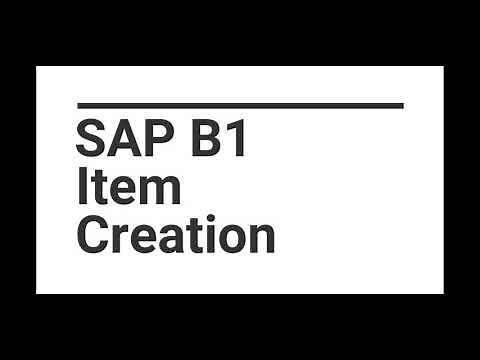 SAP Business One: Item Creation