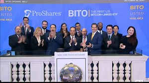 🔔 ProShares rings the bell, launching the first U.S. bitcoin futures ETF $BITO on the New York Stock Exchange. | CoinDesk