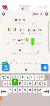 Cryptogram Level 80 Letters and Numbers