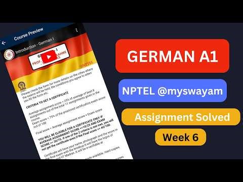 German A1 Week 6 || NPTEL Answers 2026 || German I week 6 Assignment solved #myswayam #nptel2026