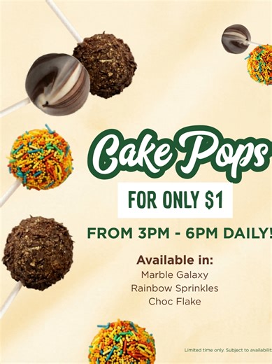 $1 Cake Pops Daily 3-6pm | The Cheesecake Shop