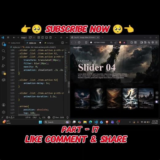 IMAGE SLIDER HTML CSS & JAVASCRIPT PROJECT PART - 17 Final Part #holi #coding
