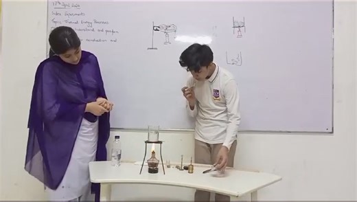 IGCSE 2: Physics Experiment: In a convection current experiment, a simple setup unveils the dynamic process of thermal energy transfer. By heating a fluid, such as water in a beaker, from below, students witnessed a captivating display of rising warm currents and sinking cool currents. #Rising_scientists #handson_learning #collaboration_cooperation #latest_technology #best_education #RootsIVY | Roots IVY International School River View Campus Rawalpindi