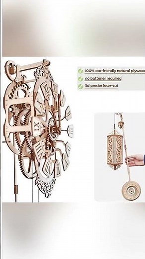 Pendulum Wall Clock Kit to Build, Wooden DIY 3D Wooden Puzzle