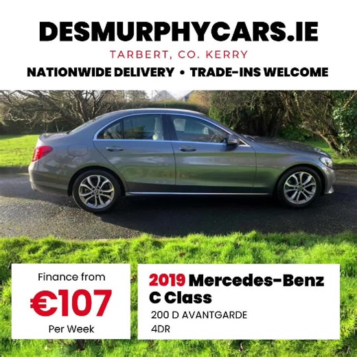 🚙 2019 Mercedes-Benz C Class 200 D Avantgarde 4DR 💶 Finance from €107/week 🔹 1.6 L Diesel, Manual 🔹 Satellite navigation, parking sensors, Bluetooth, traction control, metallic paint, EBD, ISOFIX, active safety braking / collision alert, stop/start button 🔹 NCT 03/2027 👉 https://www.desmurphycars.ie/car-details/?4281049=2019 Mercedes-Benz C Class #MercedesBenzCClass #LuxurySaloon #FinanceAvailable #KerryCarScene #DesMurphyCars