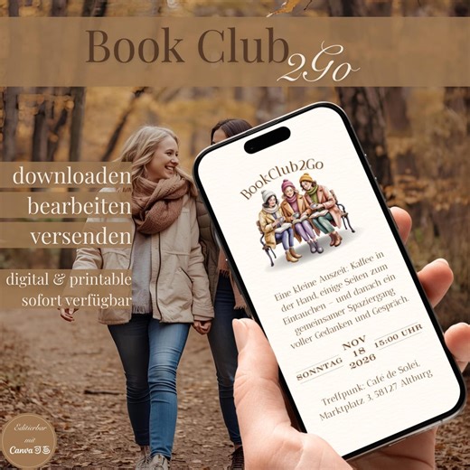 Book Club Invitation | Canva Template | Customizable Book Club Invitation | Coffee & Reading | Digital Download | Booktok - Etsy