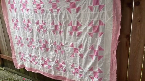 Vintage Pink & White Quilt Top - Shoo Fly Quilt Block Design - Etsy