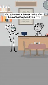 You submitted a 2-week notice after the manager rejected your PTO. Audio credits:@mell 🐝 #animation #animationmeme #corporatelife #work | NailaAnimation