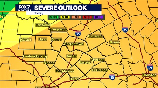 Austin weather: Enhanced risk of severe storms in the area