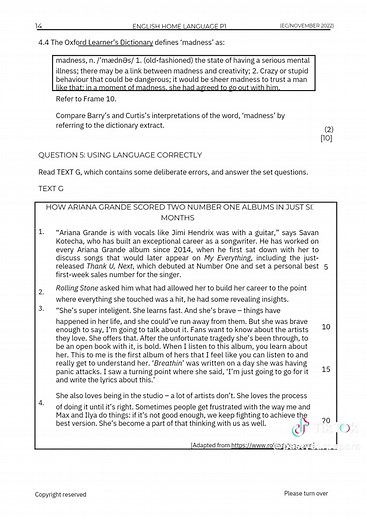 Grade 11 English P1 November 2022 Exam Resources