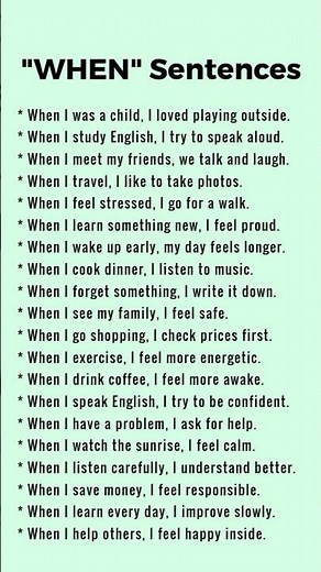 20 Sentences with "WHEN" - English Conversation Practice