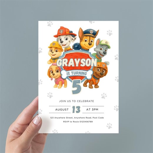 Puppy Patrol Birthday Invitation Template, Kids Paw-ty, Editable Canva (instant Download) - Etsy