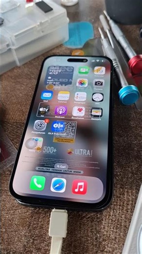 Ganti lcd iphone 15 basic, lcd ori oled meetoo