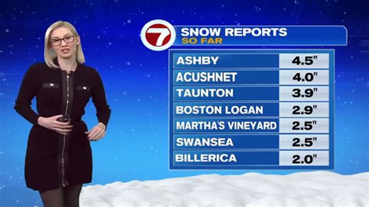 Mass. snow totals overnight
