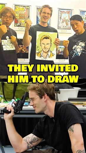 PewDiePie Got to Draw at This Anime Studio #shorts