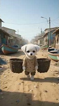 poor puppy wearing torn, dirty clothes full of holes, weak body and tired face, walking#shorts