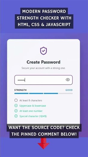 Modern Password Strength Checker with HTML, CSS & JavaScript | UI Design Tutorial