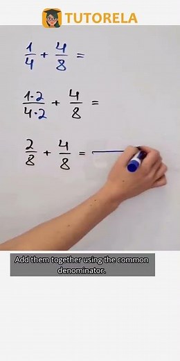 Fraction Addition Simplified: 1/4 + 4/8 Explained #Math #SimpleFractions #CommonDenominators