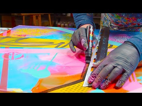 Colorful Pop Art / Abstract Painting Demo With Masking Tape and Acrylic Paint | Sparate