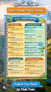 Save These Grade 7 Math Notes | Math Notes
