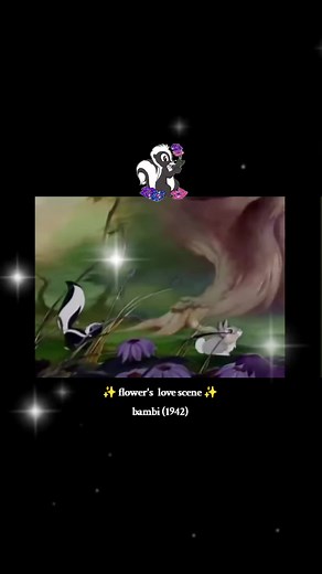 flower the skunk (clip scene Bambi) 1942 #bambi #1942 #flowertheskunk #disneymovies #fyppppppppppppppppppppppp #fypage #fyp #oldclips #nastalgicmemories #doyouremember
