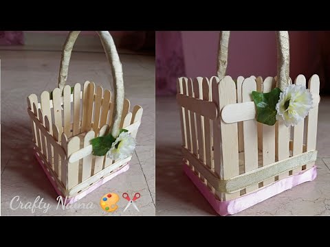 diy popsicle stick craft | easy basket craft | how to make basket from ice cream sticks 🎨✂️