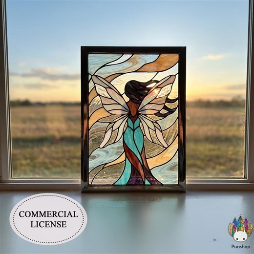 PUN861 Fairy Stained Glass Pattern, Fantasy Angel Wing Window Panel PDF - Etsy Canada