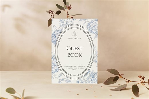 Guest Book Wedding Bundle Template, Editable Canva Wedding Invitation & Guest Book Template Signs, Hydrangea Guest Book Template for Wedding - Etsy