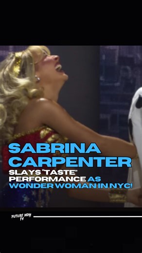 23K views · 133 reactions | Sabrina Carpenter just turned Halloween into a full-on superhero moment! Dressed as Wonder Woman, she performed her hit “Taste” live in New York City — and totally owned the stage. Fans are calling it an iconic mix of power, pop, and pure performance energy! #SabrinaCarpenter #WonderWoman #HalloweenVibes #TasteLive #NYCEvents #PopQueen #IconicPerformance #StageEnergy #SuperheroStyle | Future Now TV - FNTV | Facebook