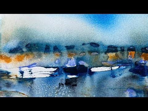 Semi Abstract Watercolour Tutorial - Using a Plastic Card & 4 Colours