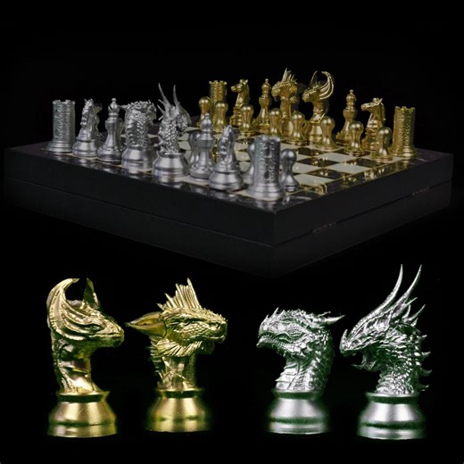 Fantasy Dragon Chess Set: Personalized 14-inch Marble Board - Etsy