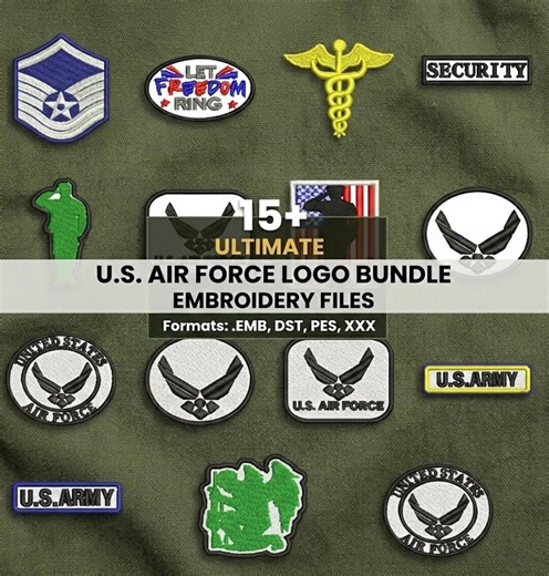 US Military Embroidery Designs Bundle | Air Force, Army, Medical Patches (DST PES Files) - Etsy
