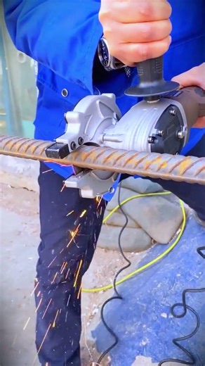 the process of cutting cast iron using a powerful grinding tool #shorts