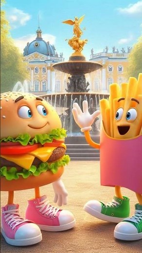 Cute Burger & Fries Animation | Funny Fast Food Characters 4K #fypviralシ #funnyreel #funniestvideo