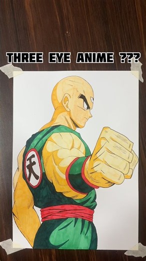 Drawing Tien Shinhan from Scratch | DBZ Anime Art #shorts #dbz