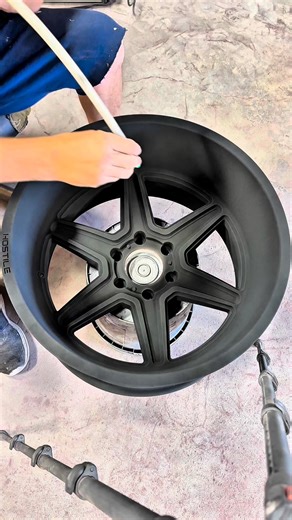 Two tone powder coating Hostile Wheels Invoice Fly PPG ruby red and OEM Black from Columbia Coatings, LLC #powdercoat #wheel #refinish | Steve Nelson Jr.