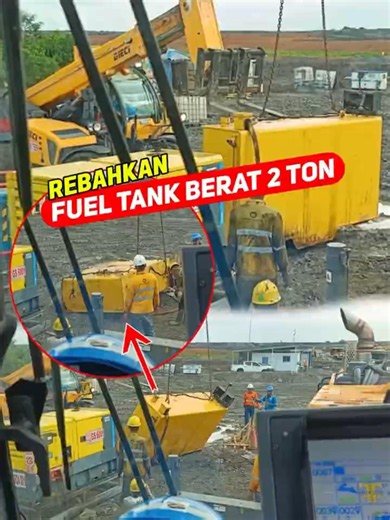 Rebahin Fuel Tank Berat 2 Ton #crane #craneoperator #excavator #liebherr #viral #miningequipment