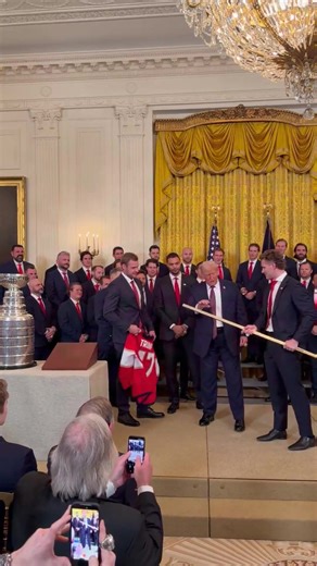 The Florida Panthers gift President Trump a jersey and hockey stick for their Stanley Cup Championship! Alpha males recognize other alpha males! 💪 | Nick Adams