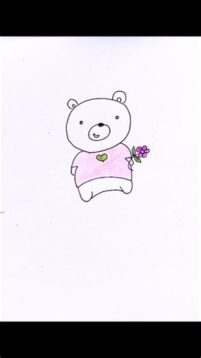 Easy teddy bear 🧸 drawing with color #shorts #short #ytshorts #shortsfeed #shortsviral #art