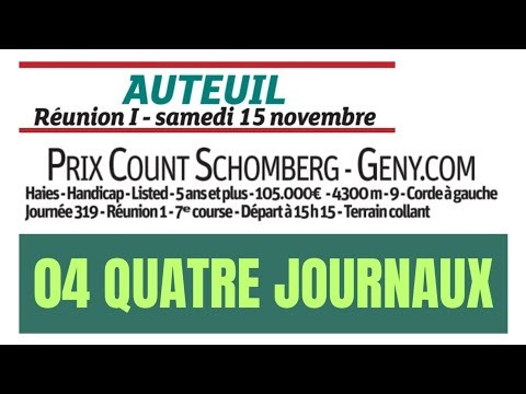 PRIX COUNT SCHOMBERG GENY.COM 04 QUATRE JOURNAUX WEEKEND GAZETTE GENY COURSE PARIS TURF 15.11.25