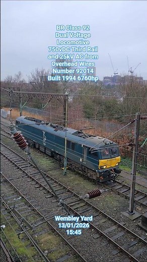 BR Class 92 Dual Voltage Locomotive number 92014 Built 1994 seen at Wembley Yard