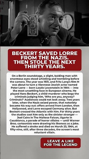 The Role That Saved Peter Lorre, Then Kept Him a Prisoner #PeterLorre