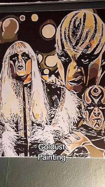 Next painting for 'For the Love of wrestling'. I've done a Dustin Rhodes and thought I'd add a Goldust to the stall. #wrestling #artwork #painting #goldust #wwe