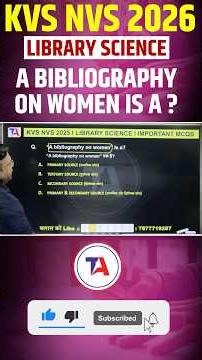 KVS NVS Librarian 2026🔥A bibliography on women is a ? Question of the Day #Shorts
