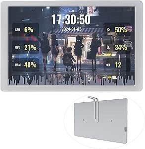 waveshare 8inch USB Monitor, 1280 x 800 Resolution, PC Case Secondary Screen/Desktop RGB Ambient Screen, IPS Panel, with Music Spectrum Analysis Function, Type-C Interface, CNC Metal Case, Silver