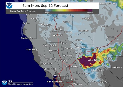 2.2K views · 56 reactions | HRRR Smoke Model loop shows wildfire smoke from the Mosquito Fire shifting to the north and east. | US National Weather Service Sacramento California | Facebook