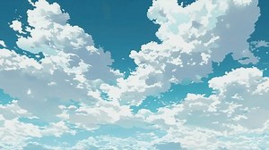 Anime clouds fill the sky, creating a beautiful scene perfect for an anime wallpaper. Loop