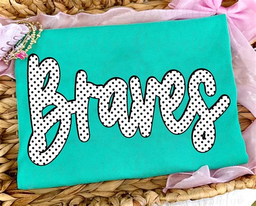 Braves PNG, Black White Polka Dot Braves Mascot Shirt Design, Preppy Game Day Sublimation File - Etsy